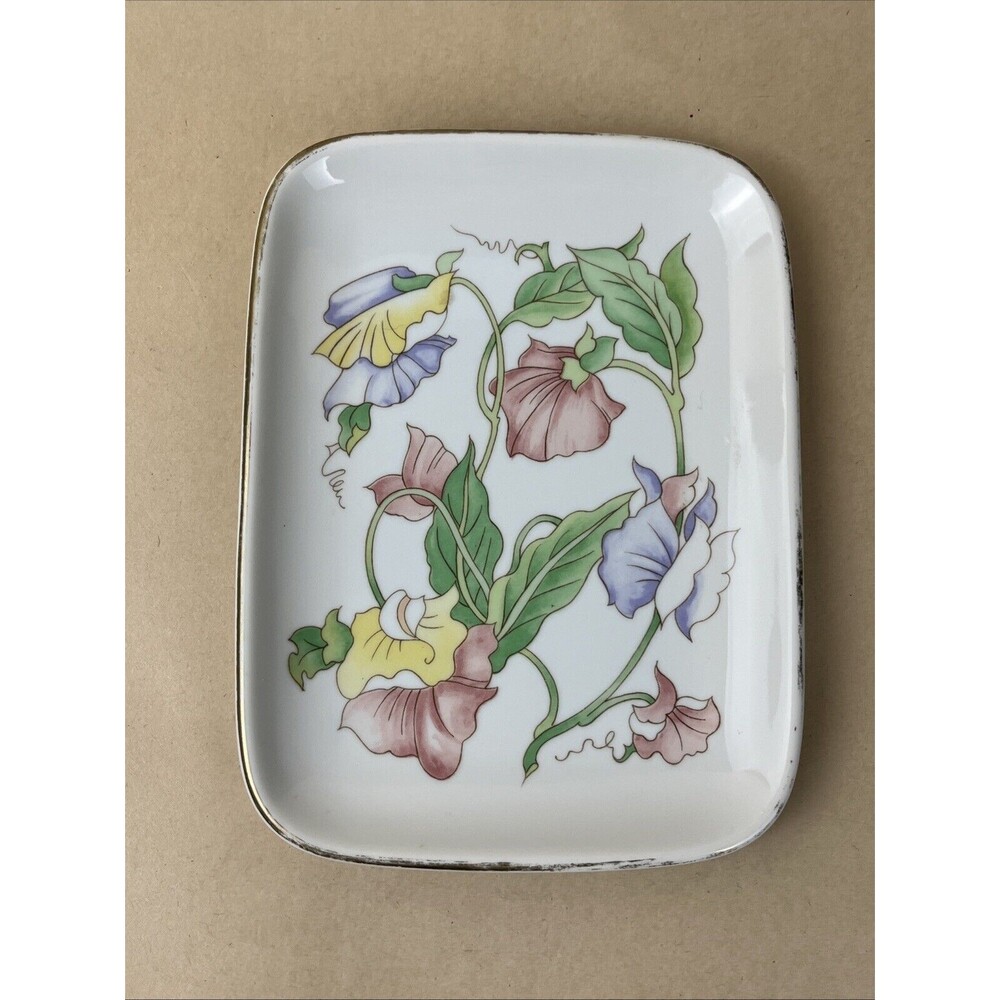 Porcelain Vanity Dresser Tray Dish Floral Designer‎ Ben Rickert 6.5X5”